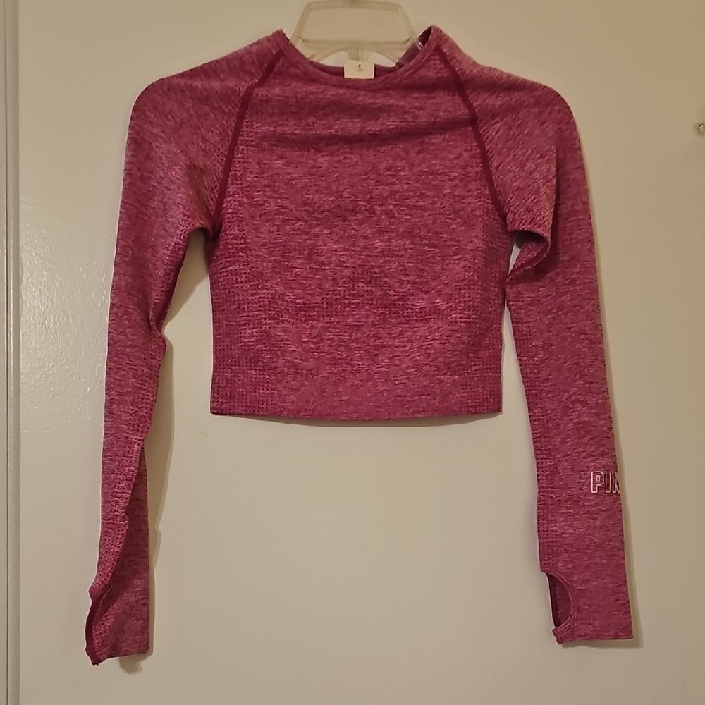 Pink Long Sleeve Crop Top